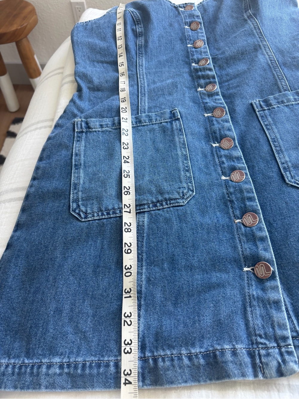 Marine Layer Blue Denim Button-Front Mini Dress - Picture 10 of 11